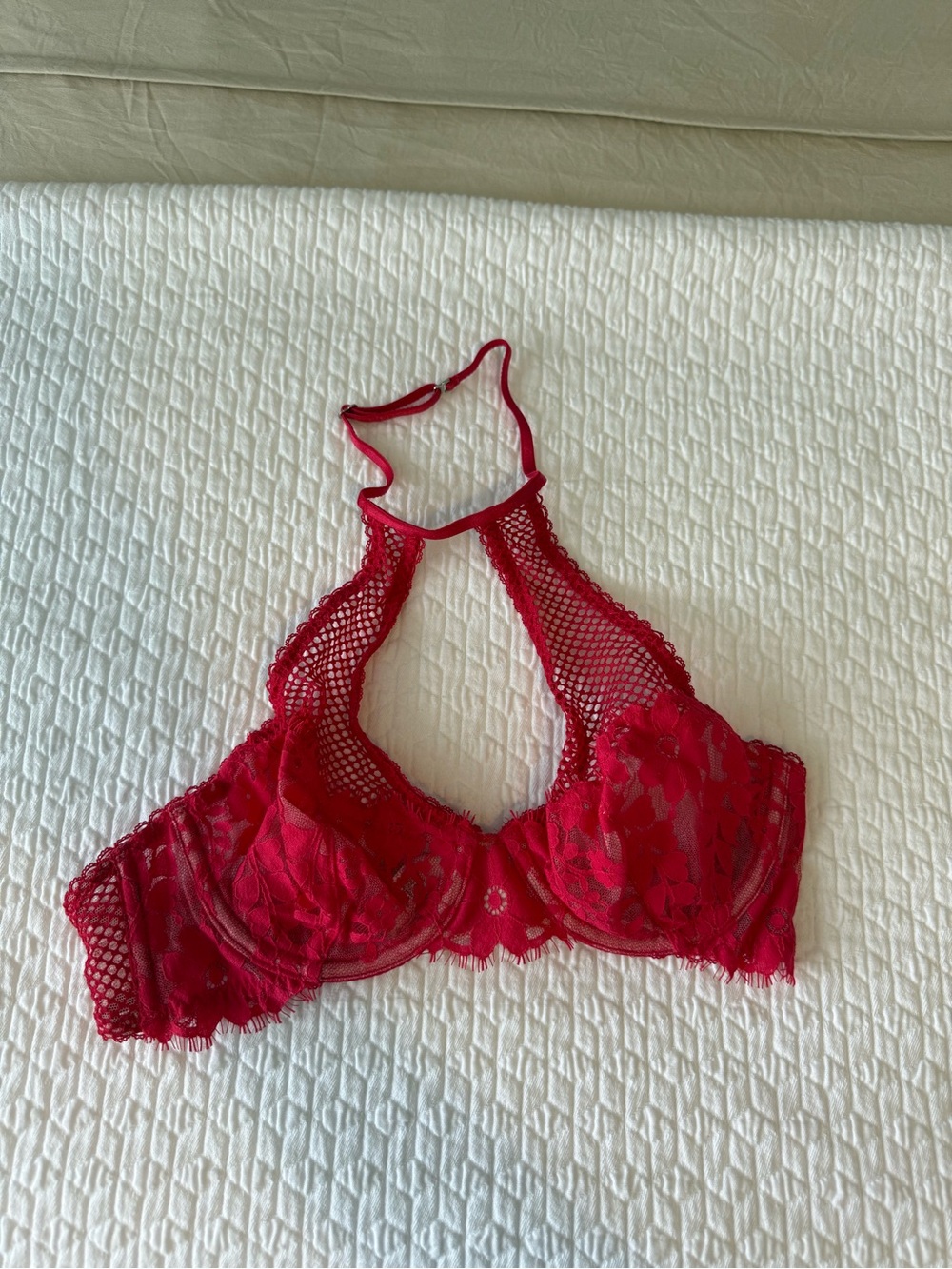 Mesh and Lace Halter Bra